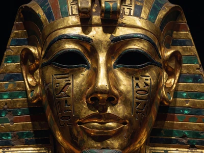 Antiker &auml;gyptischer Entdecker mit goldener Maske - Book of Dead Slot bei WildRobin Casino