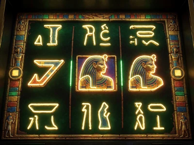Neonbeleuchtetes Slot-Automat-Spiel mit alt&auml;gyptischem Thema im WildRobin Casino
