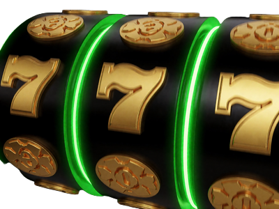 Drehende Slot-Walze mit neon-gr&uuml;nem Leuchten und goldenen Symbolen - Slots Kategorie bei WildRobin Casino