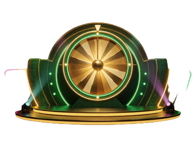 Game-Show-B&uuml;hne mit bunten Spotlights und goldenem Rad - Game Shows Kategorie bei WildRobin